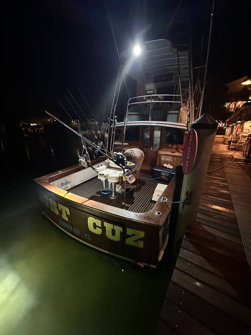 The Just Cuz docked up after a day of work — Cocoplum, FL