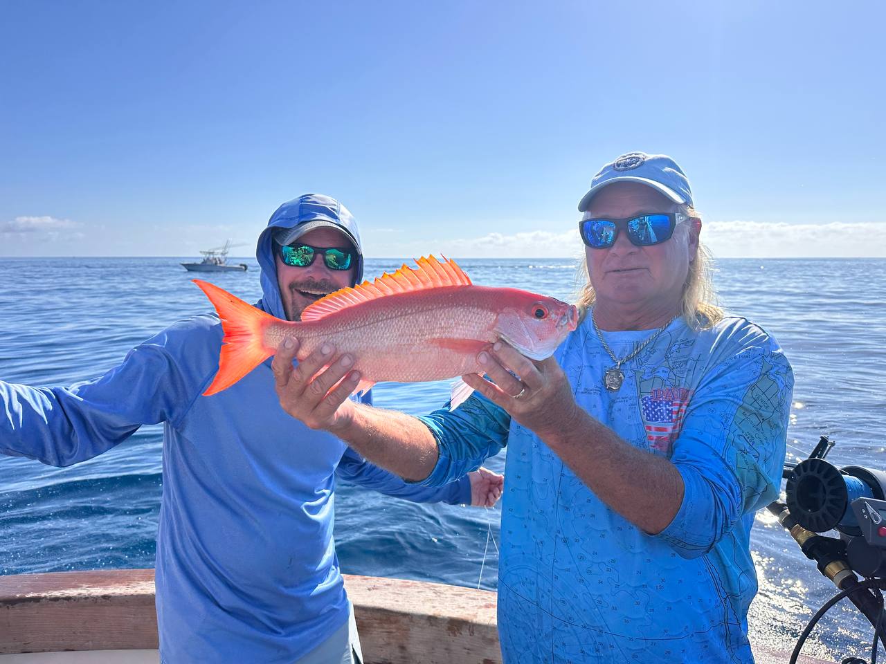 Beautiful yellow eye snapper — the kind of fish that makes the deep drop worth every crank