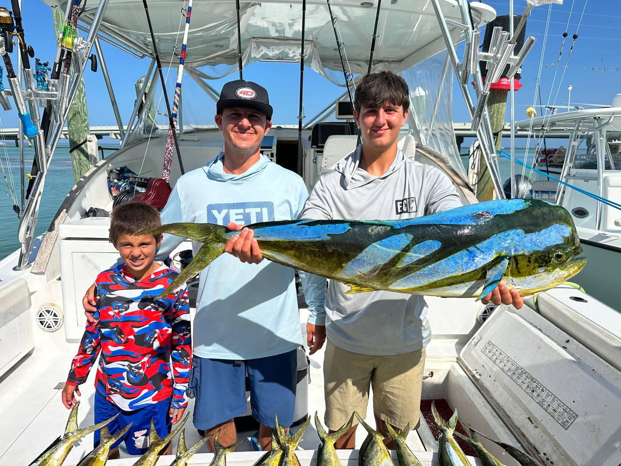 The boys getting into the mahi